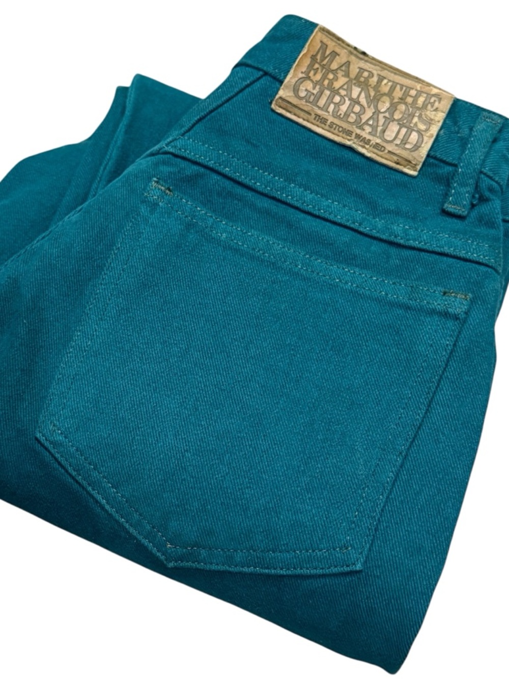 Marithe Francois Girbaud Jeans Women 7/8 Teal Vintage High Waist Tapered 90s